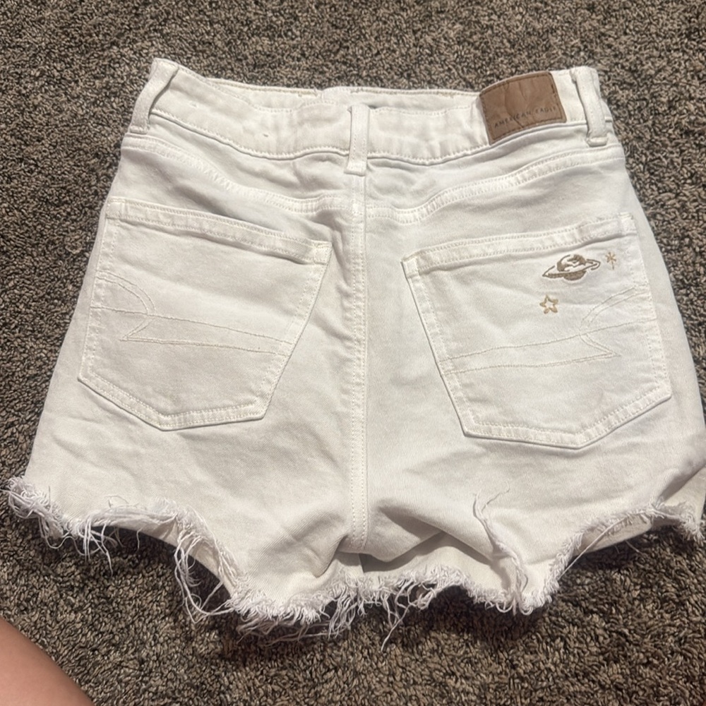 American Eagle White Jean Shorts with Embroidery - Picture 2 of 4